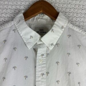 Ben Sherman Palm Tree Shirt Mens Large White Short Sleeve Tropical Button Up